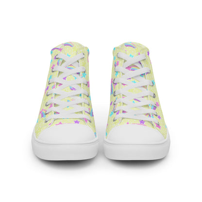Starry Party Yellow Women’s High Top Canvas Shoes