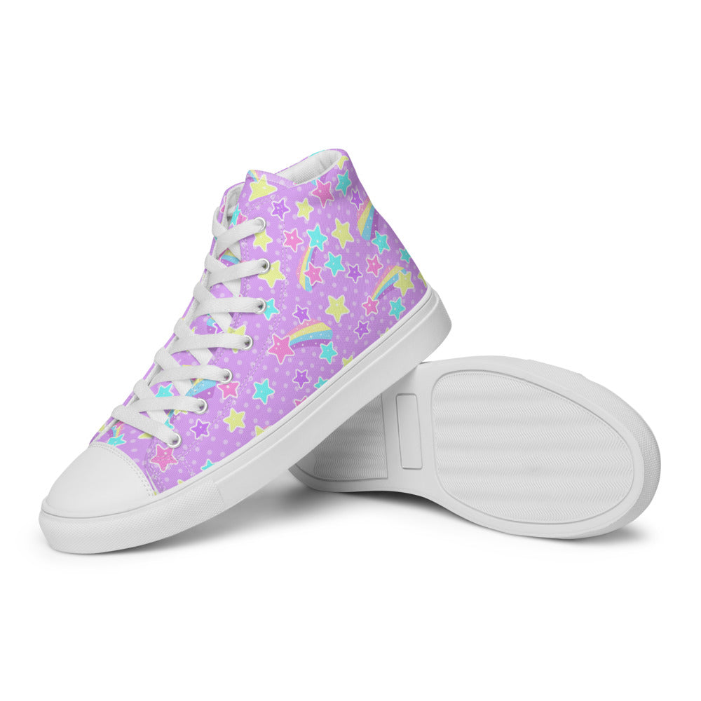 Starry Party Purple Women’s High Top Canvas Shoes
