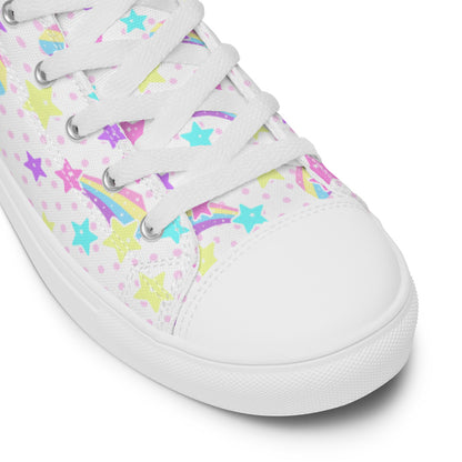 Starry Party White Women’s High Top Canvas Shoes