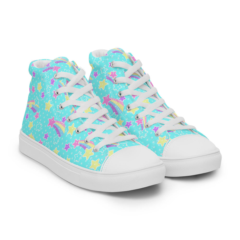 Starry Party Blue Women’s High Top Canvas Shoes